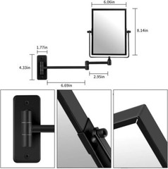 3X Magnified Wall Mounted Mirror, Rectangular 8×6 Inch with Extendable Arm |