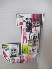 Barbie Letter «J» Wood Wall Art Print Décor For Kids Room NEW