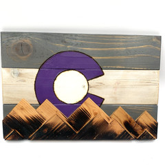 Coloraod Rockies Colors Colorado Flag Wooden Wall Art 15″x10″ 5280 Baseball