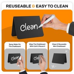 12 Pack Mini Chalkboard Signs for Food, 4”x3” Small Reusable Chalk Black