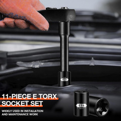 E Torx Star Socket Set 11 Piece External Inverted Torx 1/4 3/8 Drive Rail Kit X0