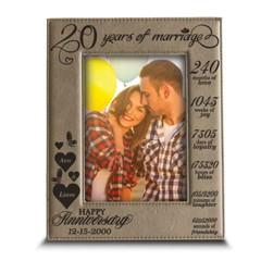 Personalize 20 Years of marriage-Anniversary gift-engraved Leather frame