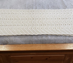 Throw Blanket 44×78 Textured Cream Chevron Hand Crochet Knit Afghan Farmhouse