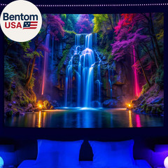 Blacklight Tapestry UV Glow Neon Forest Wall Hanging Decor 51.2″ X 59.1″