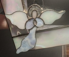 Hanging Stained Glass Rectangular Mirror w/ Angel – 7″x4.5″