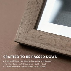 11×17 Picture Frame Set of 4, Walnut Wood, Tempered Glass, Vertical/Horizontal D