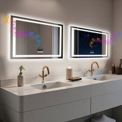 Smart Bluetooth LED Bathroom Mirror Backlight Wall Makeup Mirror Digital Display