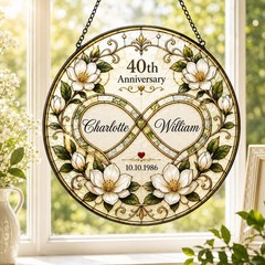 Personalized Anniversary Gift for Couple Glass Suncatcher, Wedding Anni Gift