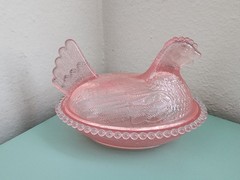 5″ Plastic Nesting Hen on Nest Covered Candy Dish -Choose Your Color- Acrylic