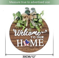 Rustic Wooden Welcome Sign Front Door Decor Wreath Indoor Outdoor All Seasons