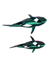 Shark Mom Baby Iridescent Blue-Green-Purple Decorative Nautical Ocean Theme