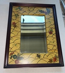 Vintage Metropolitan Museum of Art Mirror In Floral Lacquered Japanese Frame