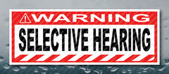 Warning Bumper Sticker SELECTIVE HEARING Prank Gag Joke Decal