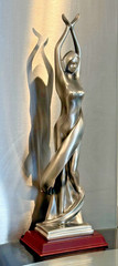 Yoga Sculpture Female Art Deco Silver Statue Modern Zen Decor Figurine Feminine