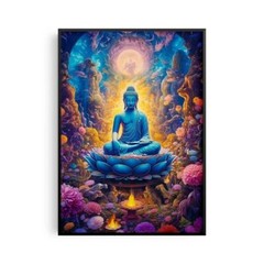 Stone Ancient Buddha Meditation Wall Art | Serene Landscape Canvas Print | Zen H