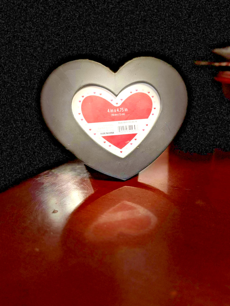 Heart Shape Picture Frame 4in x 4.75in Black Table Top Frame Valentines