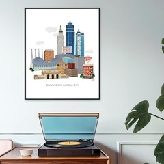 Kansas City Skyline Art Print 12×16 | Wall Art | Illustration | Buildings | Down