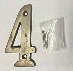 4″ Rustic Silver Patina Solid Bronze Metal House Numbers 4 INCH PICK NUMBER