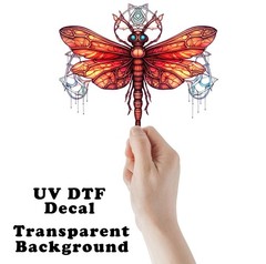 Orange Dragonfly UV DTF Transparent Sticker / Decal