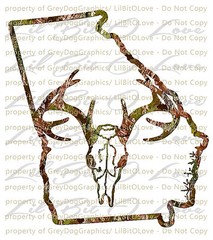 Camouflage Camo Georgia Buck Skull Deer Hunting Vinyl Decal Hunt Sticker Hunter