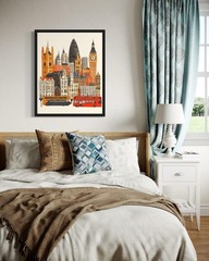 London United Kingdom Wall Art Poster Print, Vintage Retro Landscape Scenery Pai
