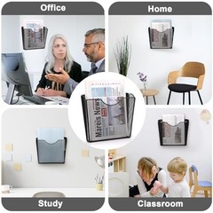 3 Pcs Vertical Wall Mount File Holder Metal Hanging Wall File Organizer 3 Pack