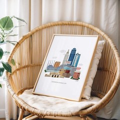 Kansas City Skyline Art Print 12×16 | Wall Art | Illustration | Buildings | Down