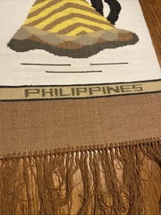 VTG Philippines Traditional Dancing W/Dancer & Palm Woven Tapestry Wall Hang