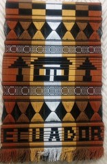 Vintage Ecuador Embroidery Wall Hanging, Rustic Folk Art Decor