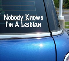 NOBODY KNOWS I’M A LESBIAN GAY LGBT PRIDE DAY PARADE DECAL STICKER FUNNY CAR