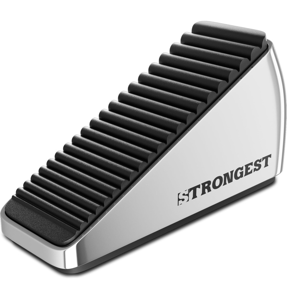 XL Heavy Duty Door Stopper Bottom Wedge XLarge Rubber 5Inch Long Chrome 1 PK