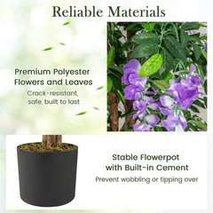 5.5 FT Tall Artificial Ficus Tree Faux Wisteria Plant in Nursery Pot Decoration