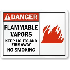 Hazard Warning Metal Sign Flammable Vapors Keep Lights And Fire Away Decoration