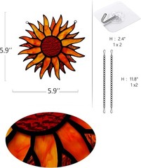 Sun Stained Glass Window Hangings Handcrafted Tiffany Style Red Suncatcher for
