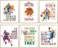 Inspirational Basketball Wall Art – Positive Quotes Sports Decor, Boys Men Room
