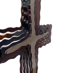 Jeweled Steel Spiral CROSS 2006 Laser Cut Hanging Wall Art David Broussard 12″