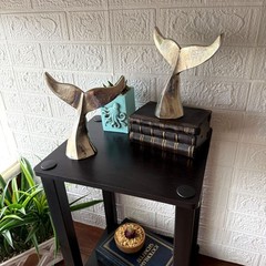 Decorative Whale Tail Bookends Set of 2 Silver Cast Aluminum 7 In