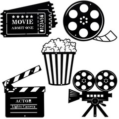 5 Pieces Movie Theater Decor Movie Theater Metal Home Room Decor Cinema and P…