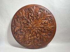 3D Wood Carved Floral Flowers Design Round Wall Art Home Decor Pine Custom-Made