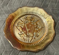 Vintage Iris and Herringbone Carnival Glass Saucer VG Condition