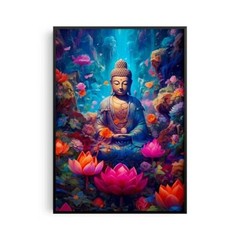 Stone Ancient Buddha Meditation Wall Art | Serene Landscape Canvas Print | Zen H