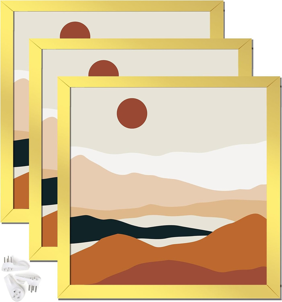 Gold 24X24 Picture Frame Set of 3, High Transparent Frame for 24 by 24 Square Ph