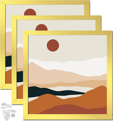 Gold 24X24 Picture Frame Set of 3, High Transparent Frame for 24 by 24 Square Ph