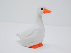 White Goose Figure Miniature Duck Statue Sculpture Wood Decor Garden Topper