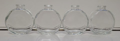 4 DECORATIVE CLEAR GLASS ROUND BOTTLES APOTHECARY 4 INCHES HOLDS 4 OZS
