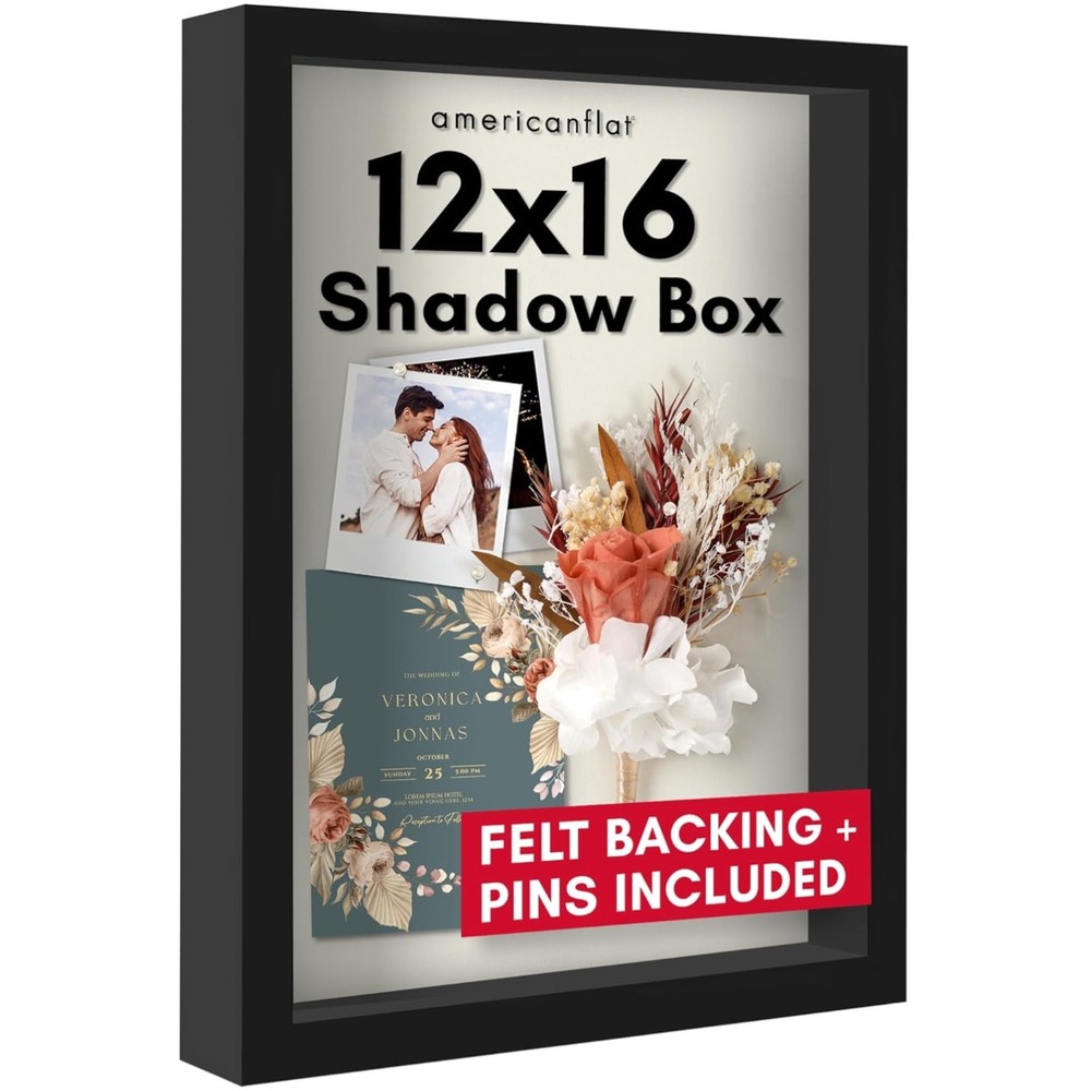 Large 12×16 Shadow Box – Versatile Tabletop & Wall Display Case in Black