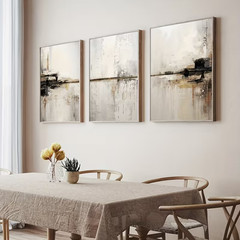 3 Panel Neutral Abstract Wall Art Print, Beige Grey Modern Minimalist Triptych