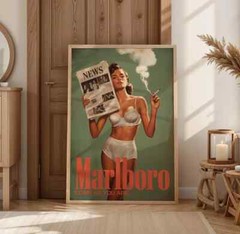 Western Retro Poster – Bikini Model Marlboro Look – Vintage Print Gift