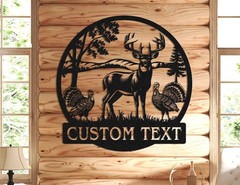 Personalized Deer Cabin Metal Sign Custom Last Name Hunting Lodge Wall Decor