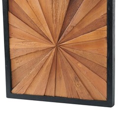 Rustic Teak Wood Wall Art – 17″x17″ Geometric Starburst Panel, Handcrafted Decor